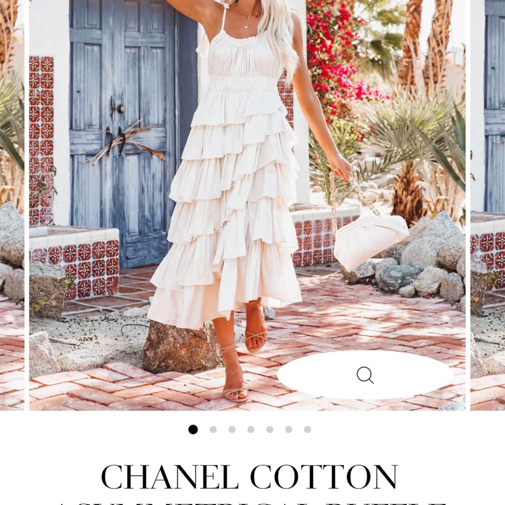 Chanel cotton asymmetrical ruffle midi dress
